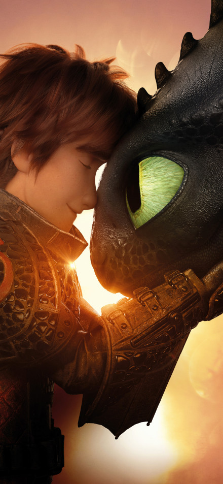 Hiccup and Toothless Sunset Moment 4K Phone Wallpaper