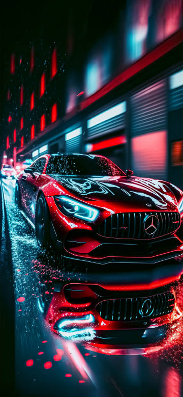 Luxury Sports Car Under Neon Lights 4K Phone Wallpaper