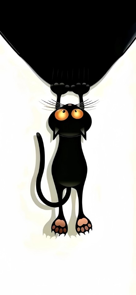 Cute Cartoon Cat Dynamic Island Phone Wallpaper 4K