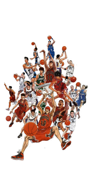 Epic Slam Dunk Manga Characters Collage HD Wallpaper
