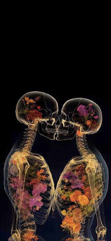 Romantic and Macabre Skeleton Lovers Wallpaper 4K