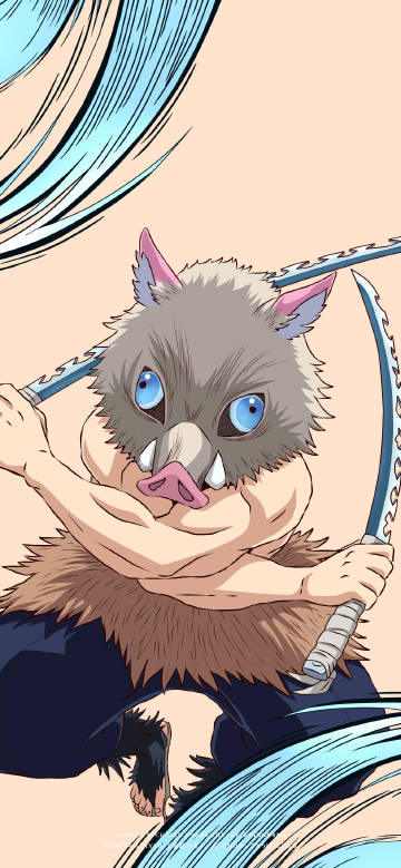 Cool Inosuke With Boar Mask 4K Phone Wallpaper