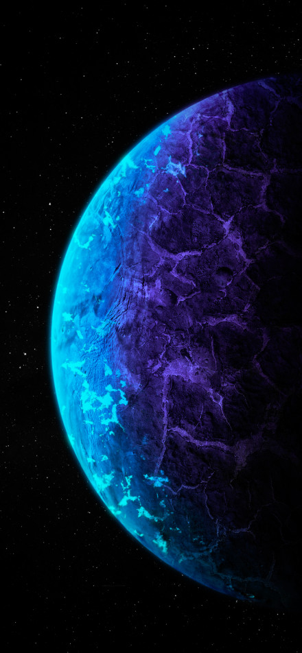 Blue-purple planet in the universe phone wallpaper