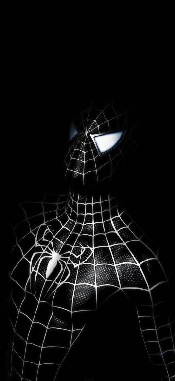 Black Spider-Man on a black background phone wallpaper