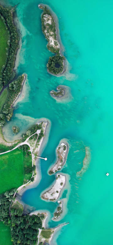 Overlooking the tranquil lake islets phone wallpaper