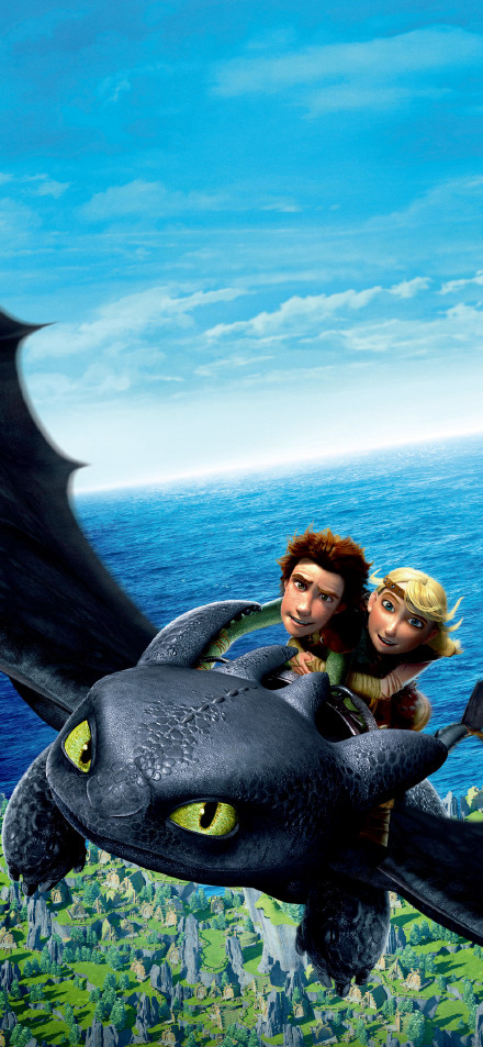 Flying With Toothless Over the Ocean 4K Phone Wallpaper
