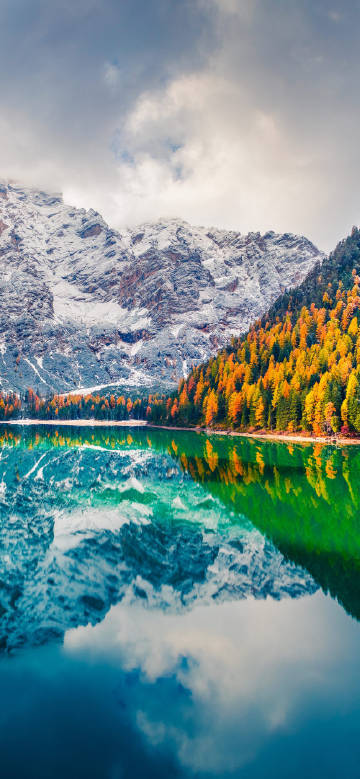 Nature Landscape Wallpaper: majestic snow-capped mountains and colorful forests