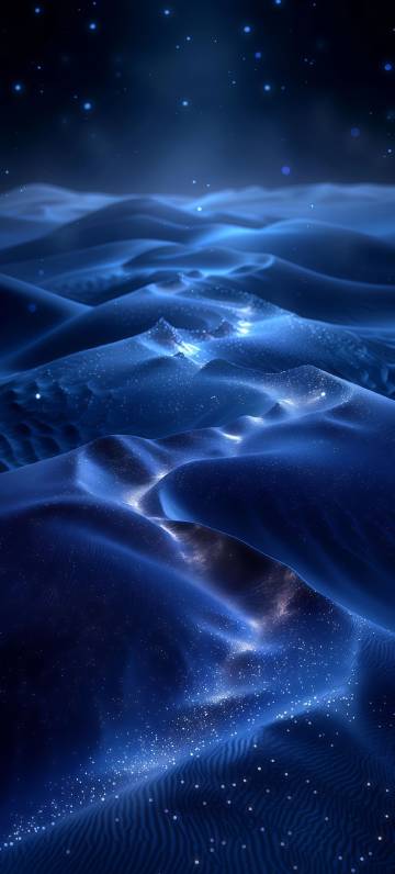 Mysterious dreamy blue desert under the stars phone wallpaper