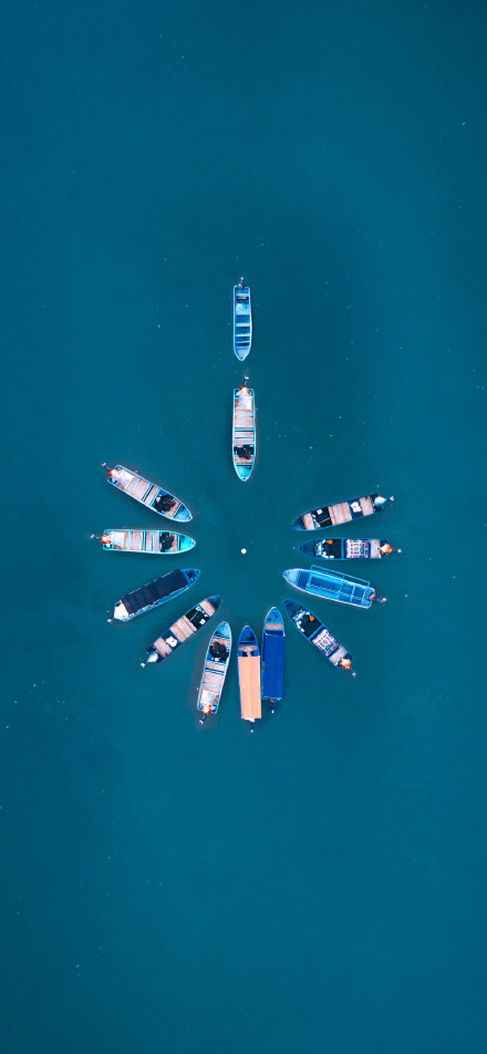Array of boats on the sea phone wallpaper