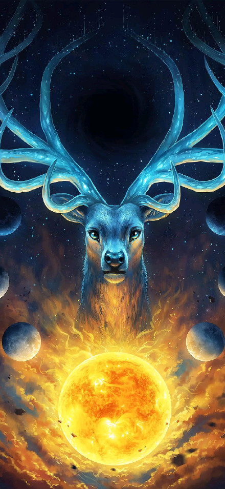 Celestial Stag Space Fantasy Art HD Wallpaper