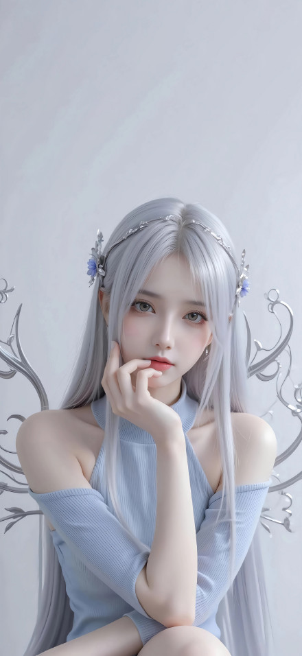Long-haired anime beauty Xiao Yixian phone wallpaper