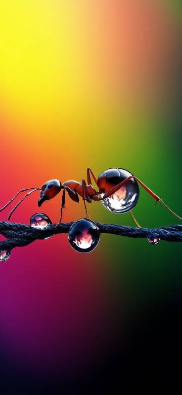 Close-up of an ant crawling on a rope