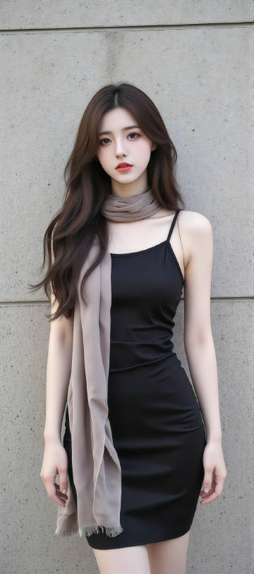 Fashion suspenders black skirt girl wallpaper