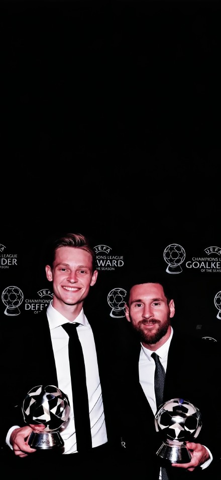 Messi and De Jong at the awards ceremony phone wallpaper