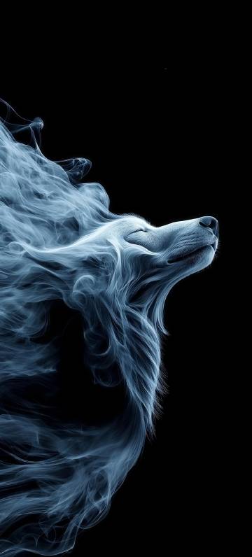 Mysterious wolf-shaped smoke phone wallpaper