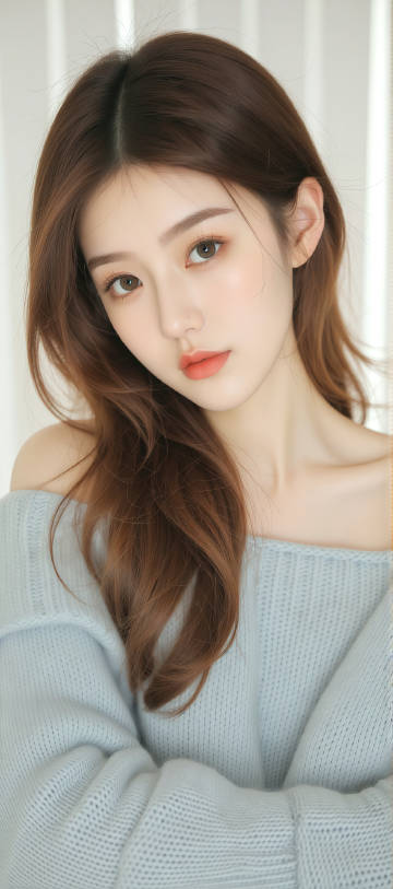 Sweet shoulder-baring girl wallpaper