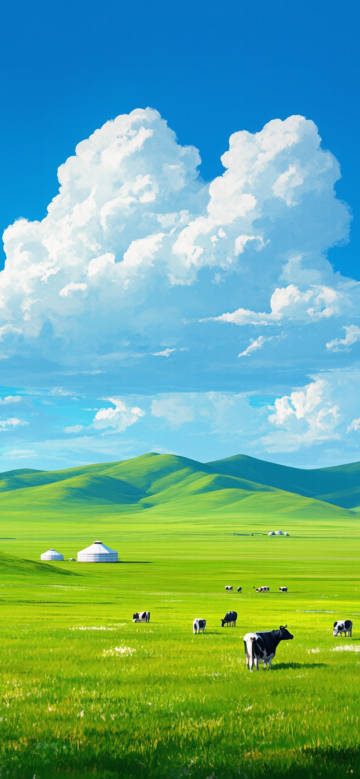 Leisure time on the grassland phone wallpaper