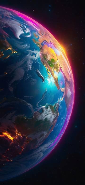 Colorful earth in the universe phone wallpaper