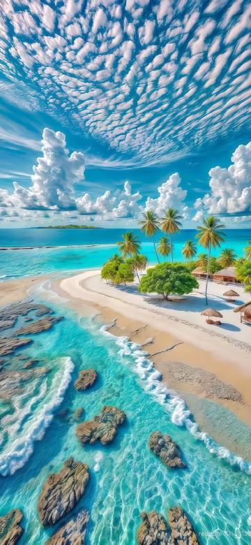 Dreamy tropical island vacation scenery phone wallpaper