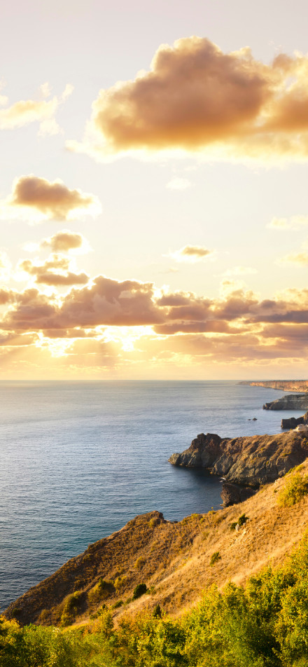 Sunset beauty at the seaside cliff phone wallpaper