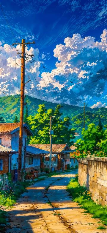 Hayao Miyazaki anime wallpaper, quiet time on the country road