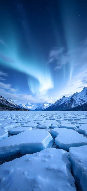 Magnificent Aurora over a Frozen Mountain Lake 4K Wallpaper