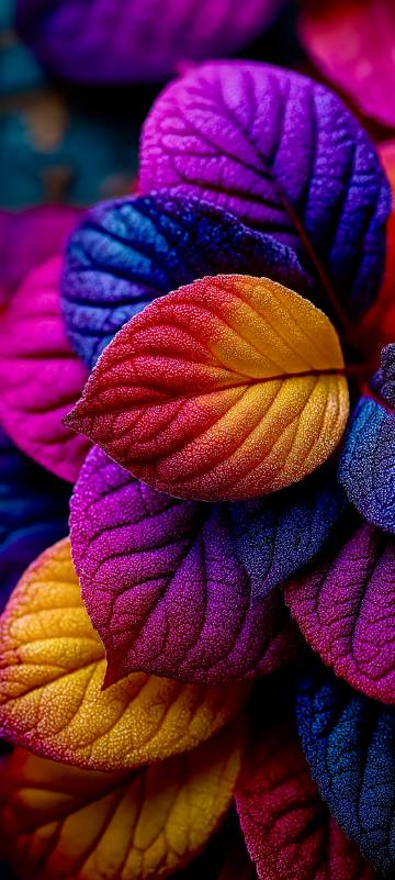 Vibrant Colorful Leaves Macro 4K Wallpaper