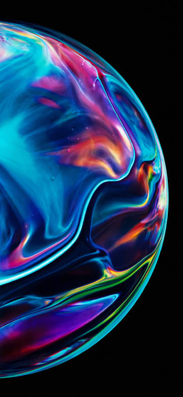 Colorful fantasy planet on black background phone wallpaper
