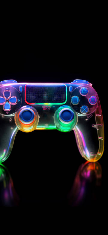 Cool Neon Game Controller in the Dark 4K Wallpaper