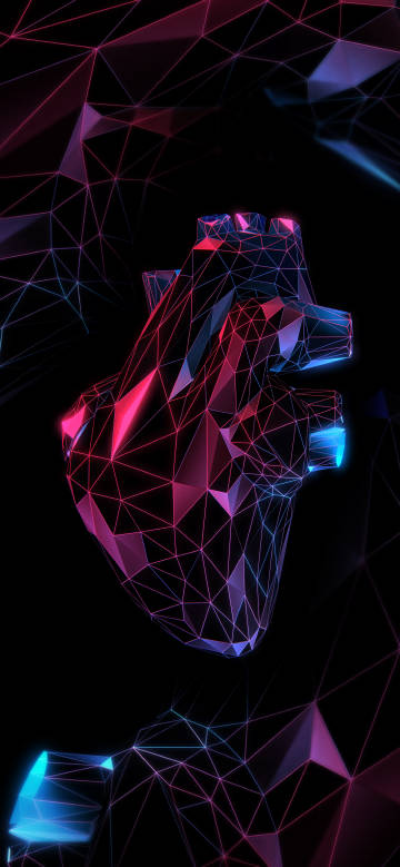 Colorful polygonal heart phone wallpaper