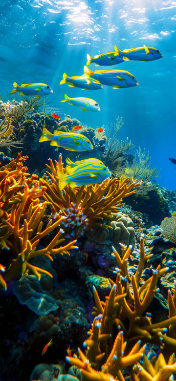 Colorful Coral Reef With Tropical Fish 4K Wallpaper