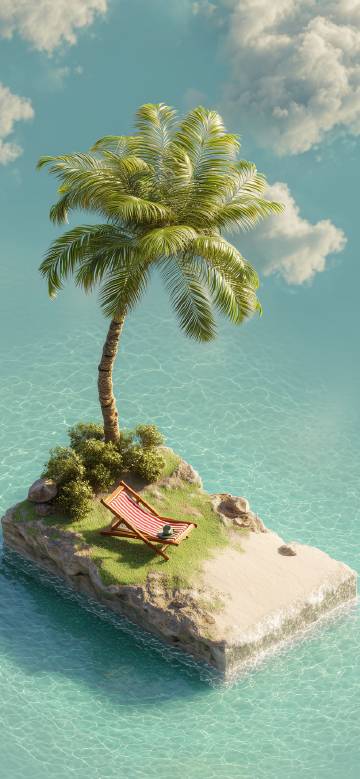 An island with a tall palm tree wallpaper An island with a tall palm tree wallpaper