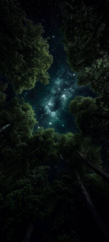 A Beautiful Night Sky Seen From A Forest