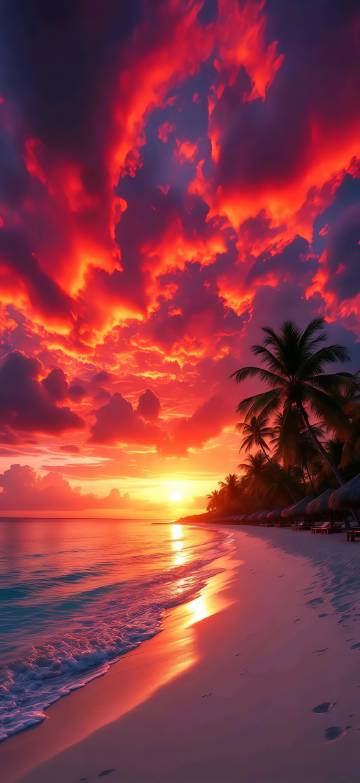Epic Sunset Sky Over Ocean Shore Phone Wallpaper Epic Sunset Sky Over Ocean Shore Phone Wallpaper