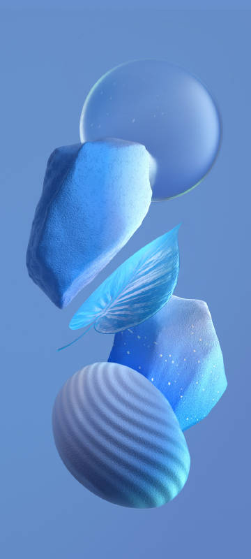Blue Stones and a Leaf Floating on a Blue Background 4K Wallpaper Blue Stones and a Leaf Floating on a Blue Background 4K Wallpaper