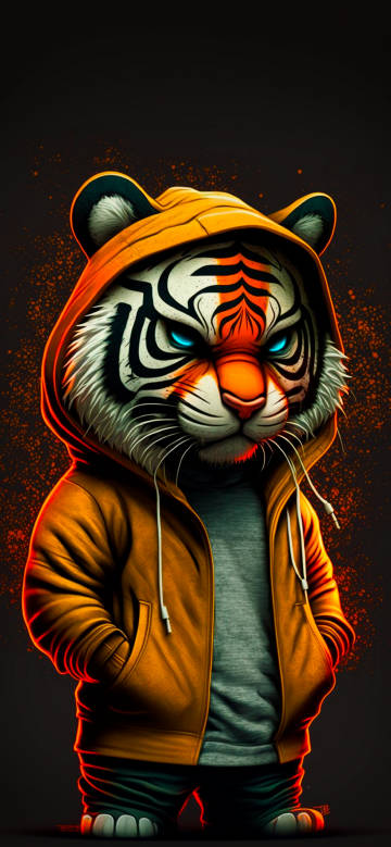 Cool Tiger Wearing Hoodie 4K Wallpaper