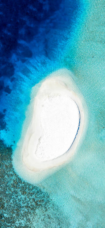 Tropical island surrounded by clear blue waters phone wallpaper