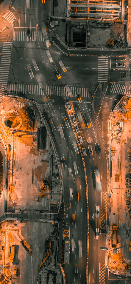 Overlooking the busy road and construction phone wallpaper
