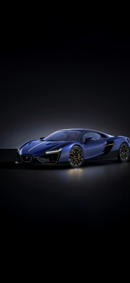 Dark Blue Supercar On A Black Background 4K Wallpaper