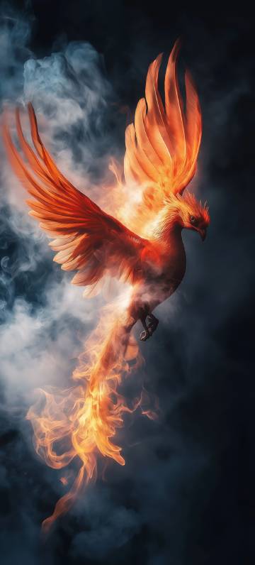 Phoenix dances in flames phone wallpaper