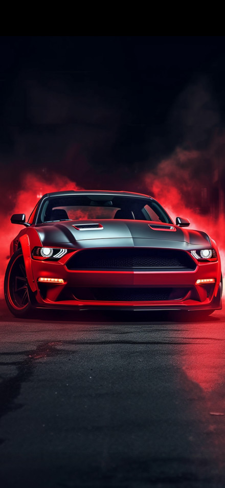 Cool Muscle Car on a Dark Road 4K Wallpaper