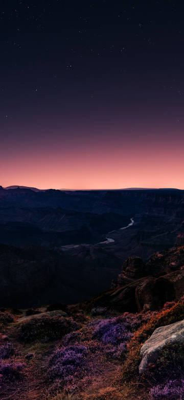 Canyon starry night view phone wallpaper
