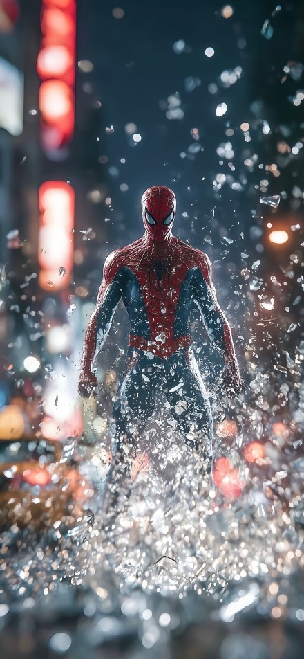 Spider-Man Shattered Glass Effect 4K Wallpaper
