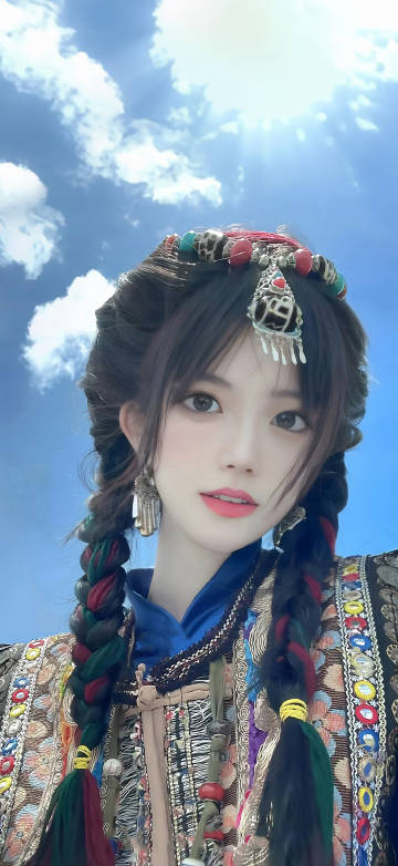 Girl wearing Tibetan clothing Wallpaper Girl wearing Tibetan clothing Wallpaper
